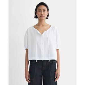 Everlane Organic Cotton White Puff Sleeve Button Front Blouse Top XS Cottagecore